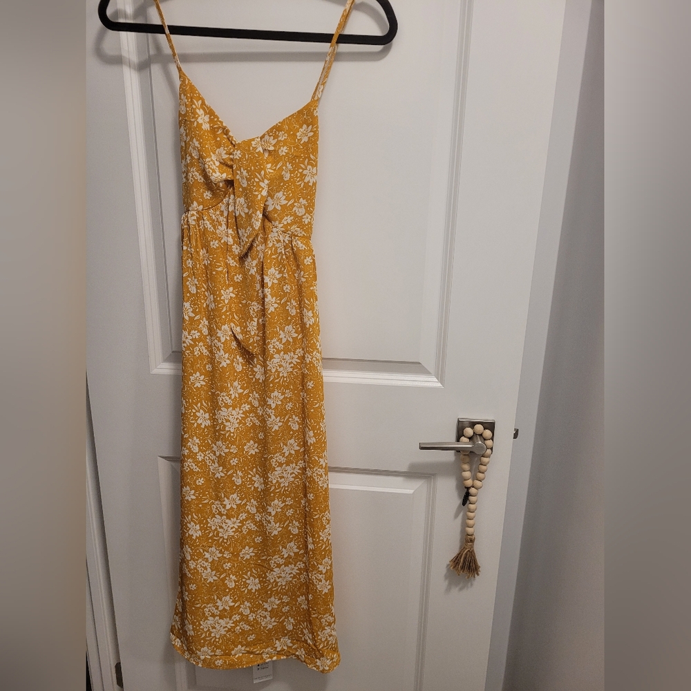 Floral Yellow Spaghetti Strap Dress